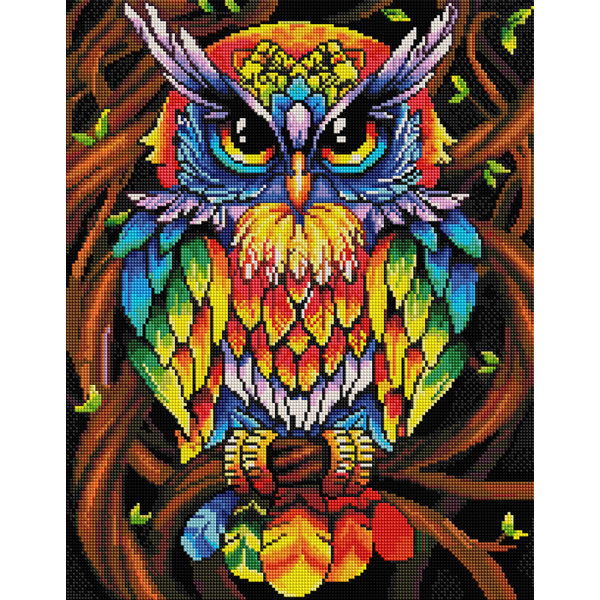 Алмазна мозаїка 40х50 - Веселкова мудра сова
