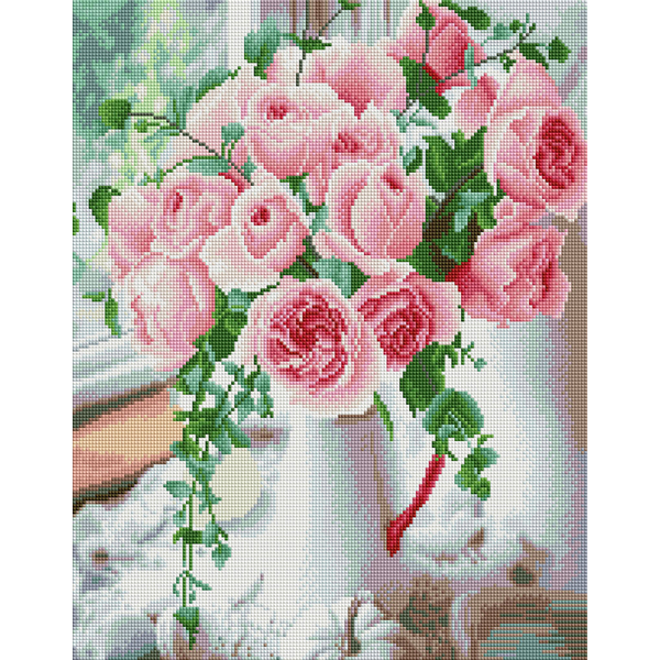 Алмазна мозаїка 40х50 - Букет ніжних троянд