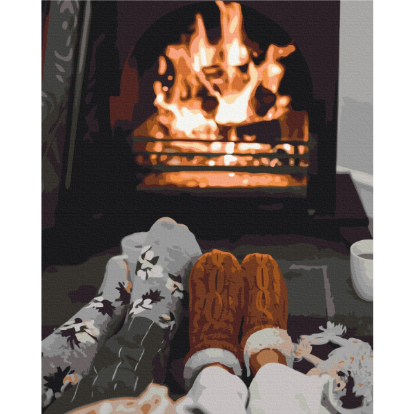 Картина по номерам Преміум картини - Затишок біля каміна