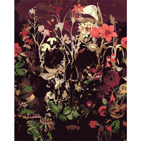 Картина по номерам Преміум картини - Череп в сухоцвітах