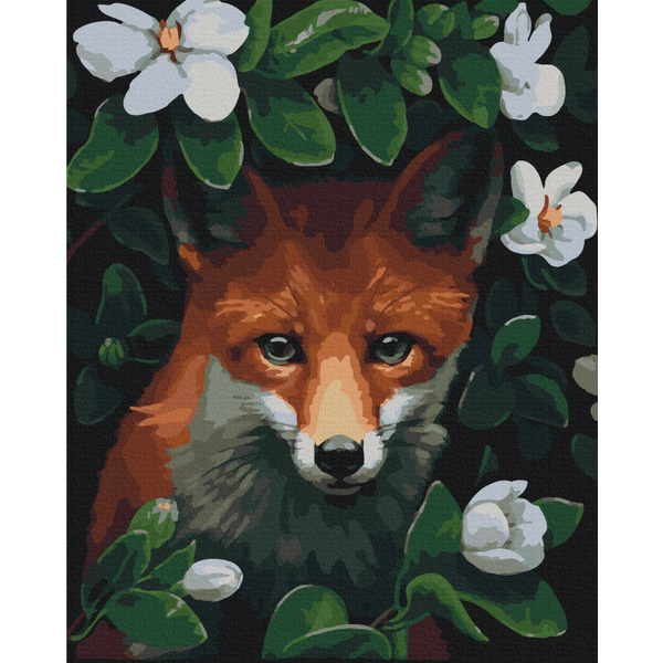 Картина по номерам Тварини, птахи та риби - Лисиця в квітах
