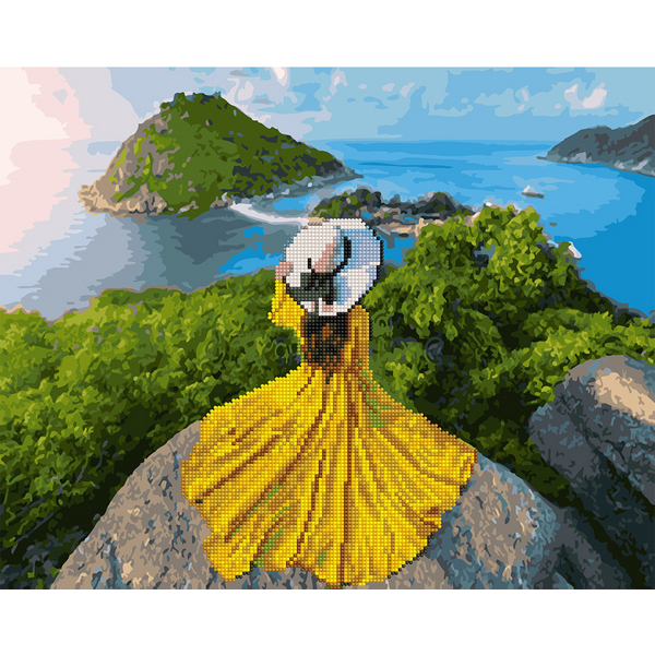 Комбінована алмазна мозаїка - Дівчина-сонце