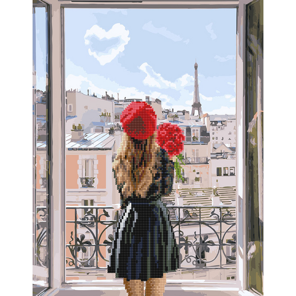 Комбінована алмазна мозаїка - Мадемуазель в Парижі