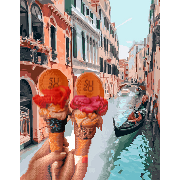 Комбінована алмазна мозаїка - Джелато у Венеції