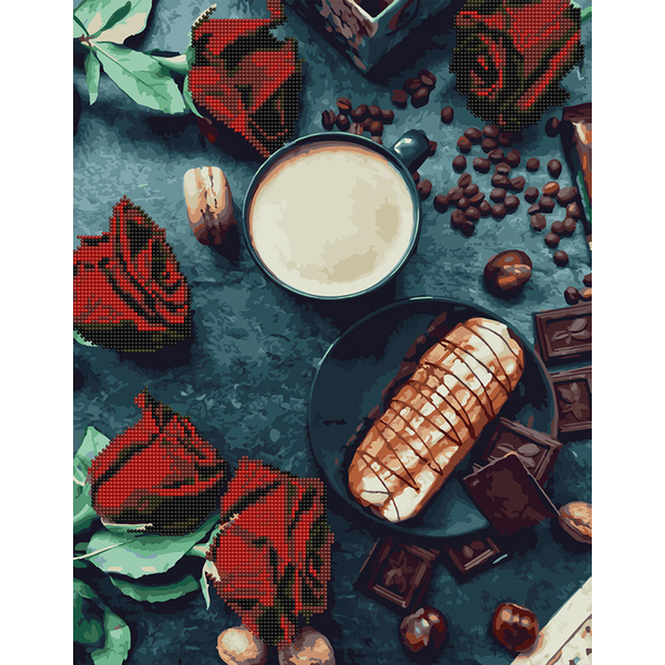 Комбінована алмазна мозаїка - Еклер зі смаком троянд