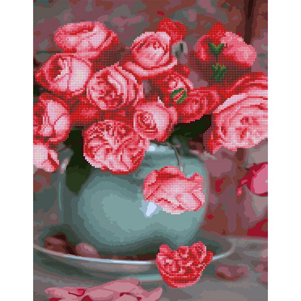 Комбінована алмазна мозаїка - Чайні троянди
