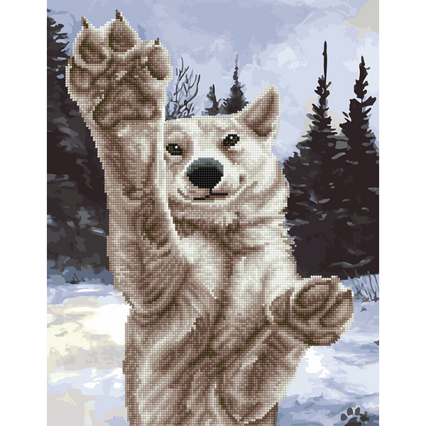 Комбінована алмазна мозаїка - Сніговий хаскі