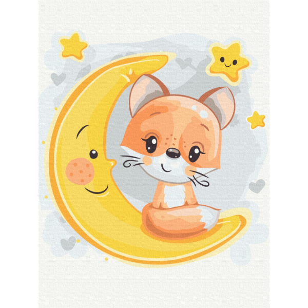 Картина по номерам Для дітей - Лисичка на місяці