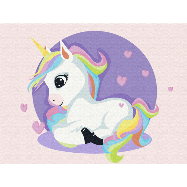 Картина по номерам Преміум картини - Єдиноріг у сердечках