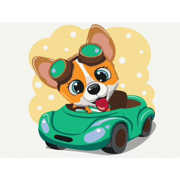 Картина по номерам Преміум картини - Коргі за кермом