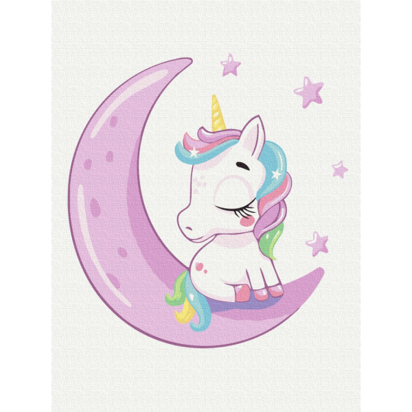 Картина по номерам Преміум картини - Єдиноріг на місяці