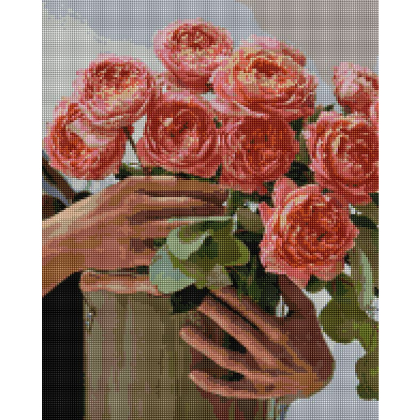 Алмазна мозаїка 40х50 - Букет півонієвидних троянд