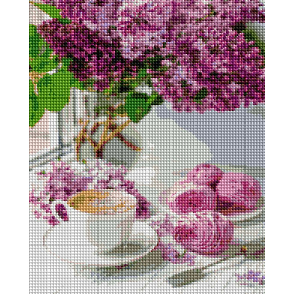 Алмазна мозаїка 40х50 - Бузок та кава