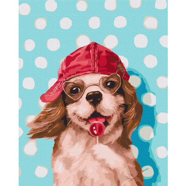 Картина по номерам Тварини, птахи та риби - Dog with lollipop ©Lucia Heffernan
