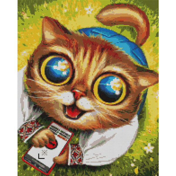 Алмазна мозаїка 40х50 - Котик з ППО ©Маріанна Пащук