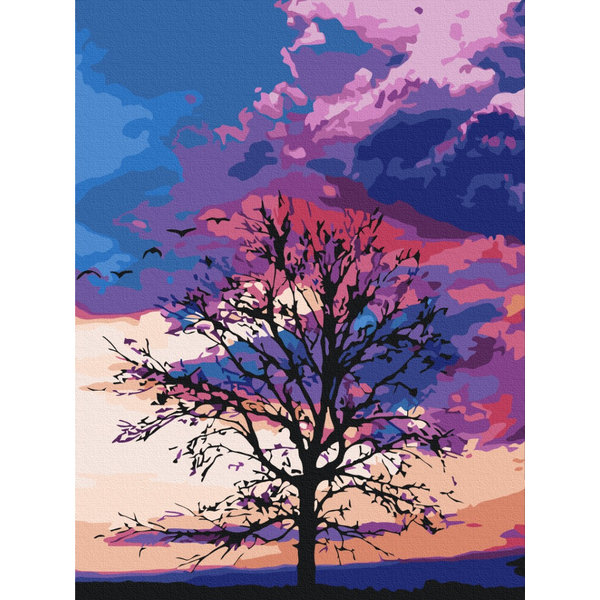 Картина по номерам Природа - Осень на фоне пурпурного неба
