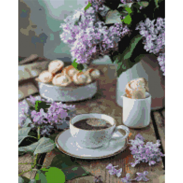 Алмазна мозаїка 40х50 - Кава з бузковим ароматом