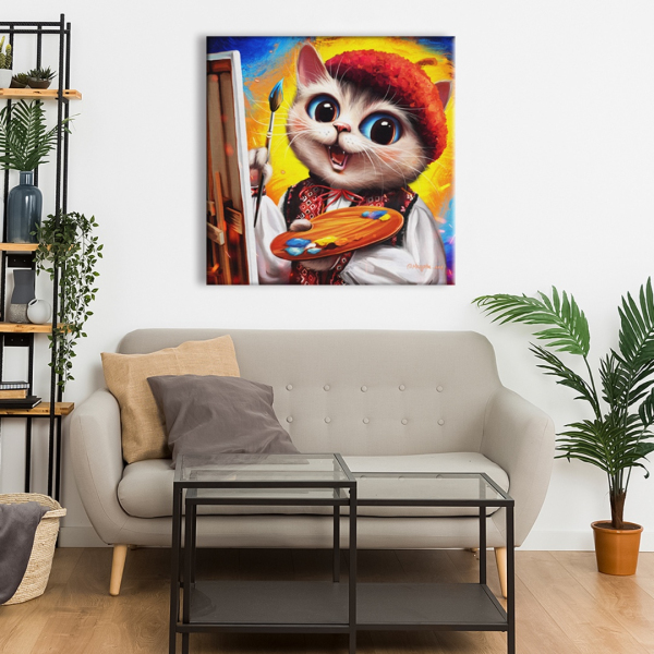 Постер на полотні - Котик-художник ©Маріанна Пащук