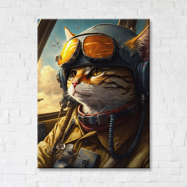 Постер на полотні - Котик-пілот ©Маріанна Пащук