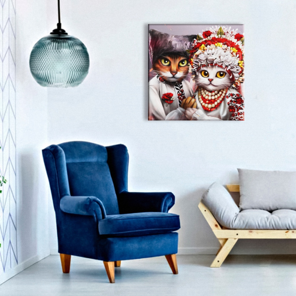 Постер на полотні - Свадьба котиков, котик украинец ©Марианна Пащук