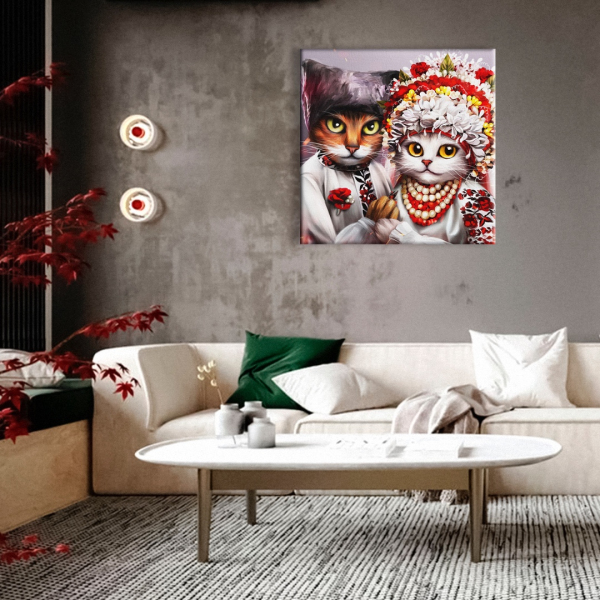 Постер на полотні - Свадьба котиков, котик украинец ©Марианна Пащук