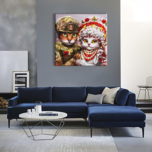 Постер на полотні - Свадьба котиков, котик-солдат ©Марианна Пащук