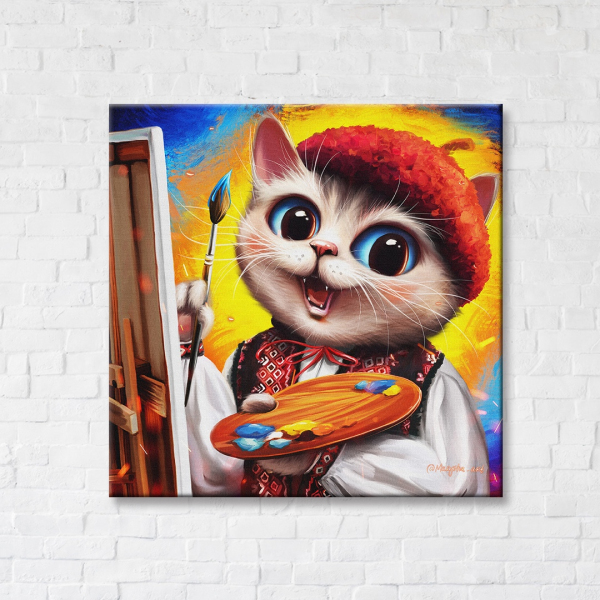 Постер на полотні - Котик-художник ©Маріанна Пащук