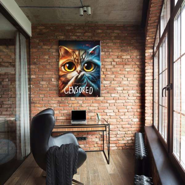 Постер на полотні - Котик censored ©Маріанна Пащук