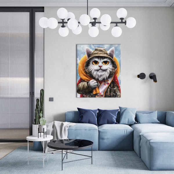 Постер на полотні - Котик Святий Миколай ©Маріанна Пащук