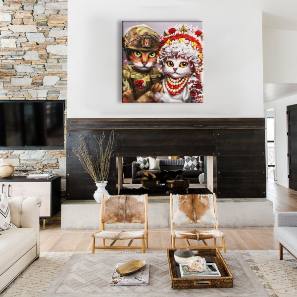 Постер на полотні - Весілля котиків, котик-солдат ©Маріанна Пащук