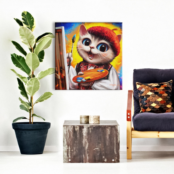 Постер на полотні - Котик-художник ©Маріанна Пащук