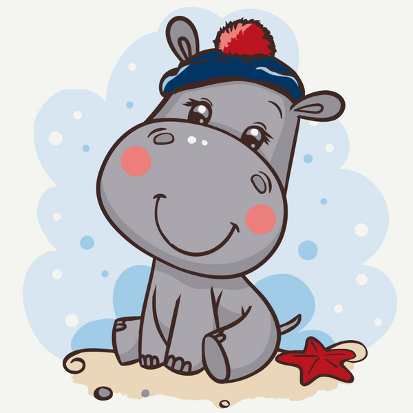 Картина по номерам Для дітей - Бегемотик на відпочинку