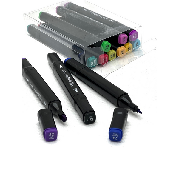 Перманентнi маркери - Набір перманентних двосторонніх маркерів на спиртовій основі (12 шт)