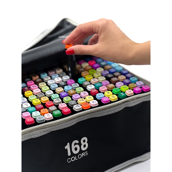 Перманентнi маркери - Набір перманентних двосторонніх маркерів на спиртовій основі (168 шт)