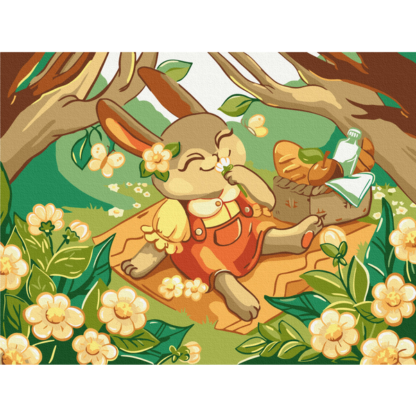 Картина по номерам Для дітей - Зайченя на пікніку © Olena Lazarenko