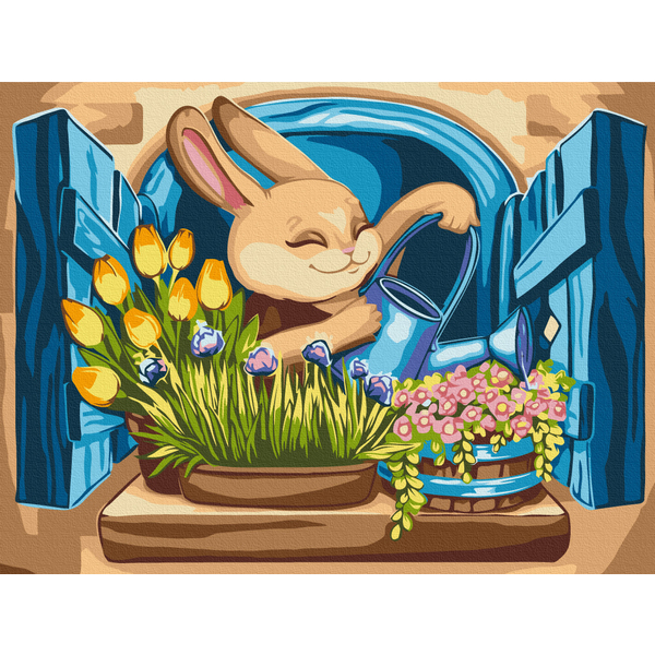 Картина по номерам Для дітей - Зайчик флорист © Olena Lazarenko