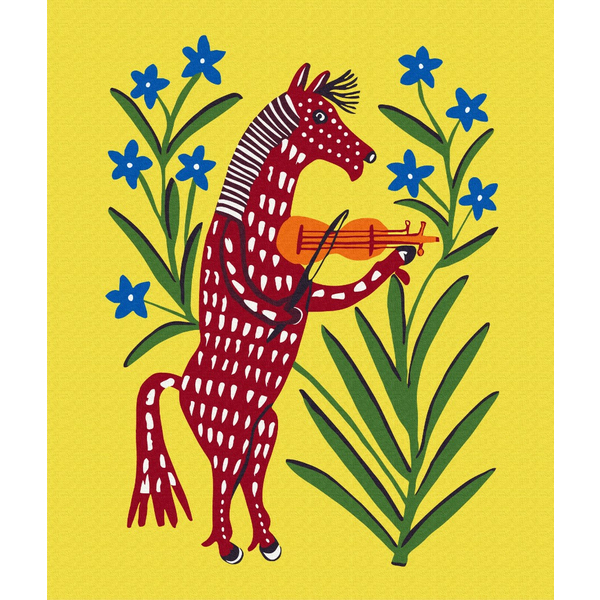 Картина по номерам Преміум картини - Коньок горбуньок на скрипочці грає © Maria Prymachenko