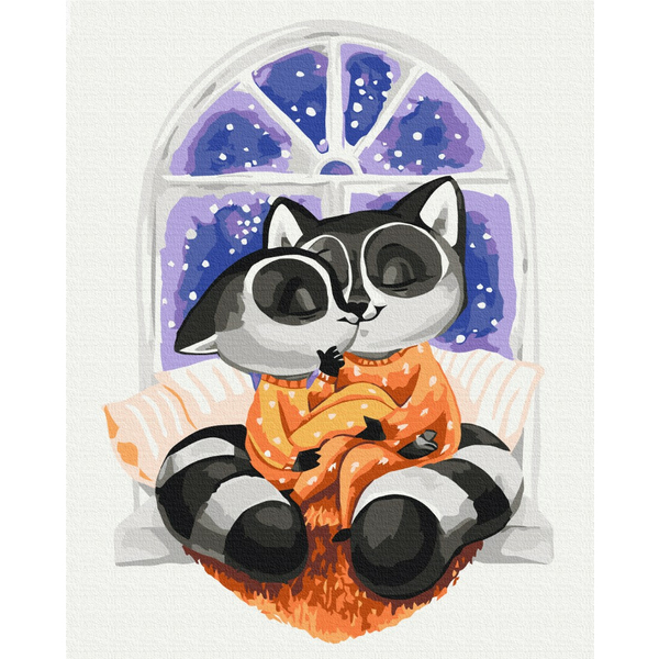 Картина по номерам Тварини, птахи та риби - Объятия енотиков © Kateryna Branchukova