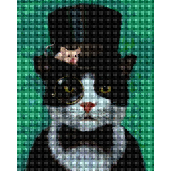 Алмазна мозаїка 40х50 - Котик джентельмен ©Lucia Heffernan