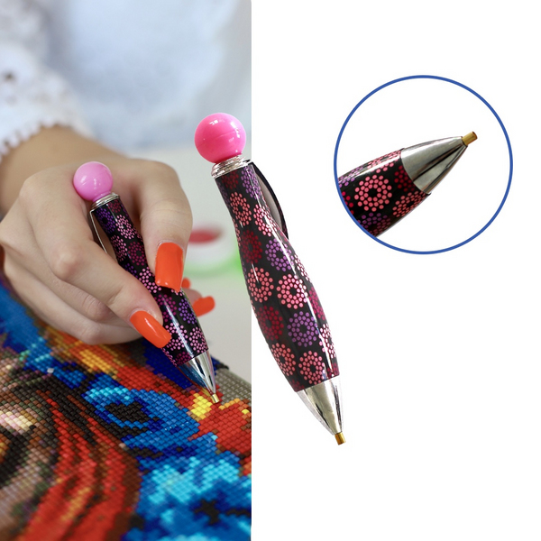 Аксесуари для алмазної мозаїки (281) - Міні стилус для  алмазної мозаїки. Чорний з рожевим