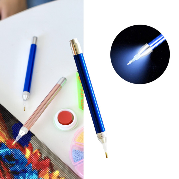 Аксесуари для алмазної мозаїки (281) - Стилус з ліхтариком для алмазної мозаїки. Синій