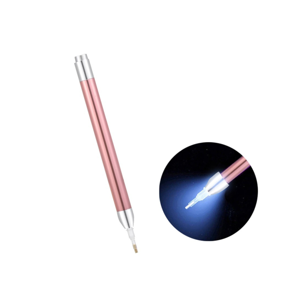 Аксесуари для алмазної мозаїки (281) - Стилус з ліхтариком для алмазної мозаїки. Пудровий