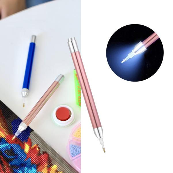 Аксесуари для алмазної мозаїки (281) - Стилус з ліхтариком для алмазної мозаїки. Пудровий