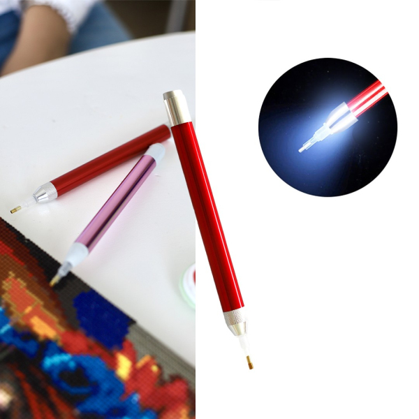 Аксесуари для алмазної мозаїки (281) - Стилус з ліхтариком для алмазної мозаїки. Червоний