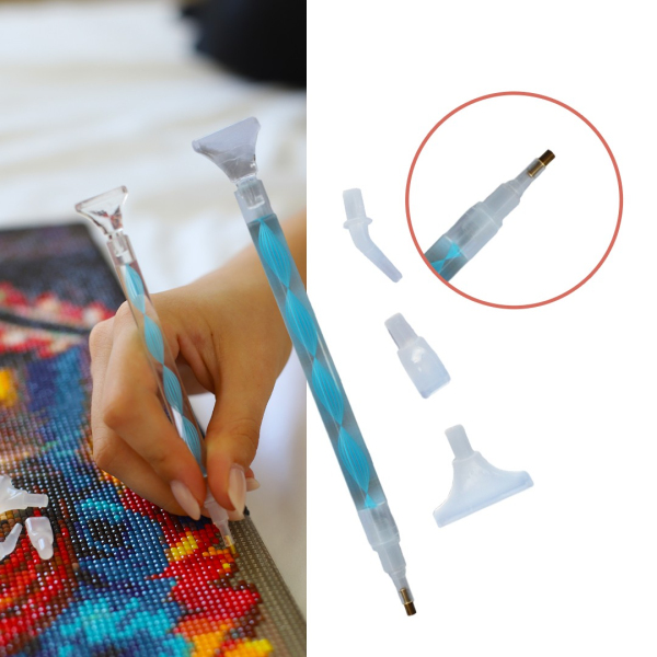 Аксесуари для алмазної мозаїки (281) - Стилус для алмазної мозаїки з 4 насадками. Синій