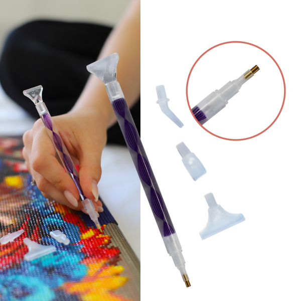 Аксесуари для алмазної мозаїки (281) - Стилус для алмазної мозаїки з 4 насадками. Фіолетовий
