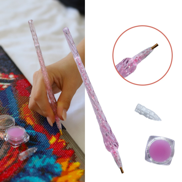 Аксесуари для алмазної мозаїки (281) - Стилус для алмазной мозаики с гель-клеем розовый