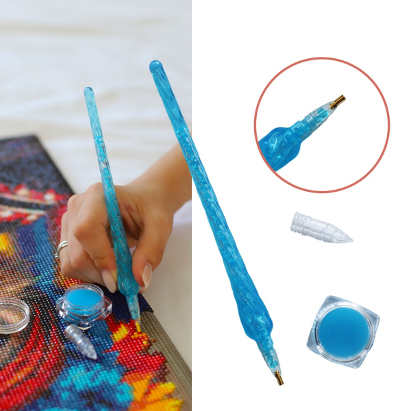 Аксесуари для алмазної мозаїки (281) - Стилус для алмазної мозаїки з гель-клеєм блакитний