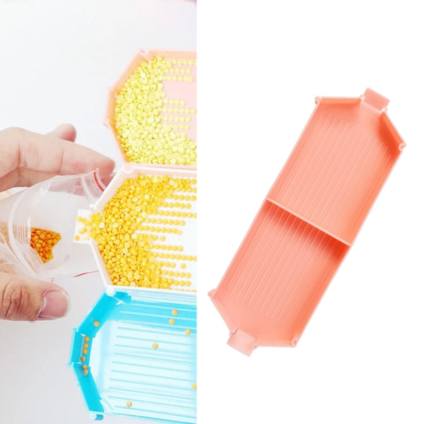 Аксесуари для алмазної мозаїки (281) - Лоток для алмазної мозаїки подвійний. Персиковий