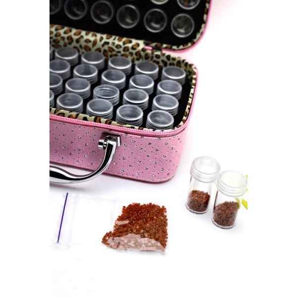 Аксесуари для алмазної мозаїки (281) - Кейс для хранения алмазных стразов (56 ячеек) Светло-розовый